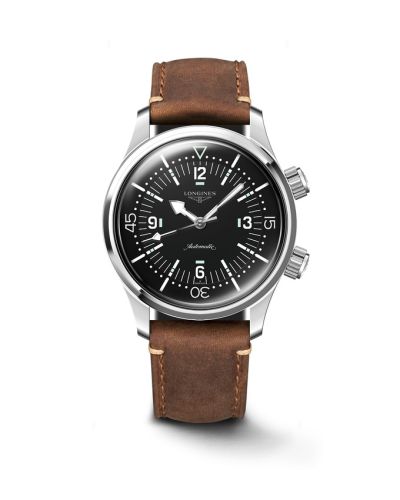 Longines Heritage Legend Diver 39 Stainless Steel Black Leather Strap