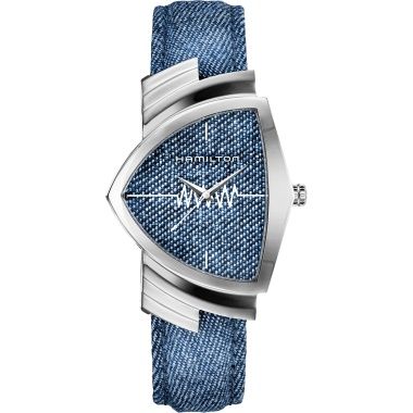 Hamilton Ventura Gents Stainless Steel Blue Jeans