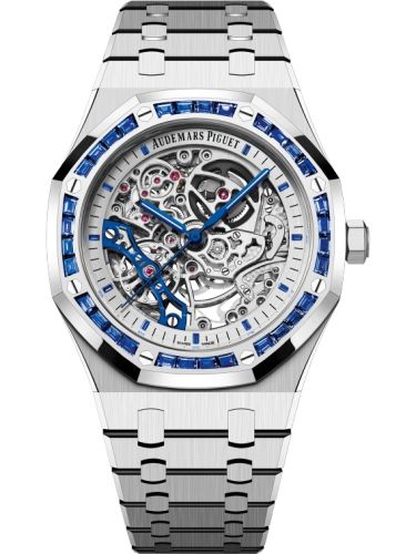 Audemars Piguet Royal Oak 41 Double Balance Wheel Openworked White Gold Baguette Blue Sapphire