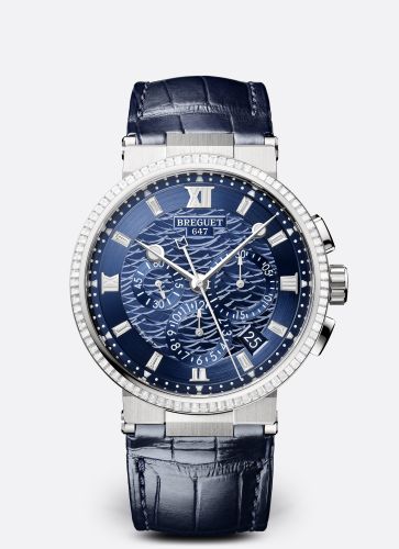 Breguet Marine Chronograph 5529 White Gold - Diamond Blue Alligator