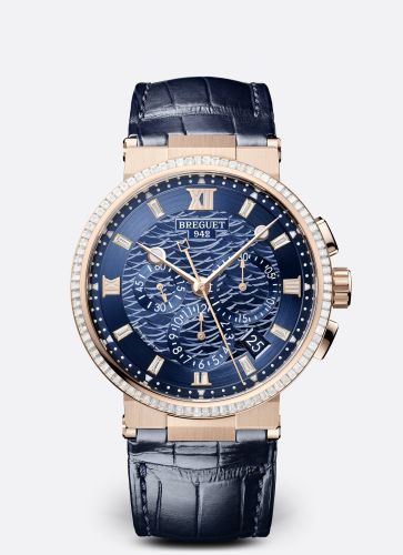 Breguet Marine Chronograph 5529 Rose Gold - Diamond Blue Alligator