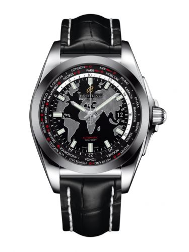 Breitling Galactic Unitime Stainless Steel SleekT Trophy Black Croco