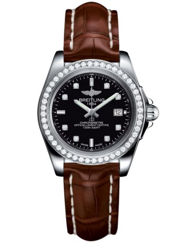 Breitling Galactic 32 Sleek Edition Stainless Steel Diamond Trophy Black Diamond Croco