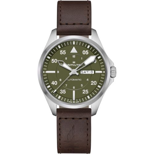 Hamilton Khaki Aviation Pilot Day Date Auto 42 Stainless Steel Green
