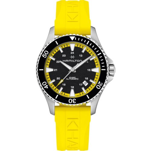 Hamilton Khaki Navy Scuba Auto Stainless Steel Black - Yellow Rubber