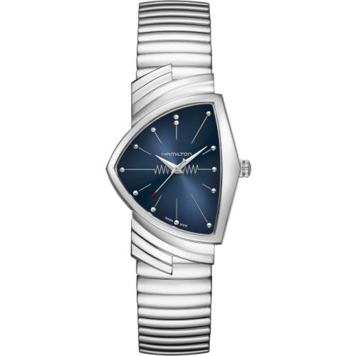 Hamilton Ventura Gents Stainless Steel Blue Suede Shoes Bracelet