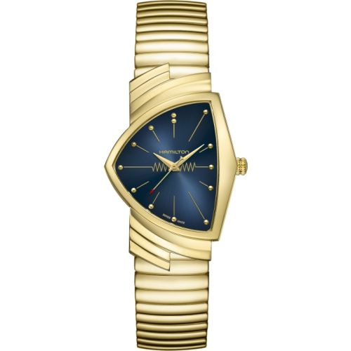 Hamilton Ventura Gents Yellow Gold Blue Suede Shoes Bracelet