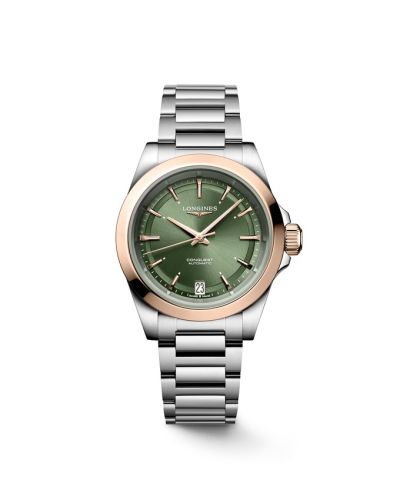 Longines Conquest 34 Stainless Steel - Pink Gold Green Bracelet