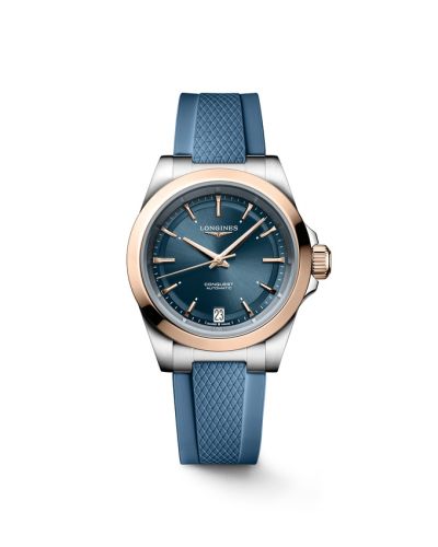 Longines Conquest 34 Stainless Steel - Pink Gold Blue Rubber