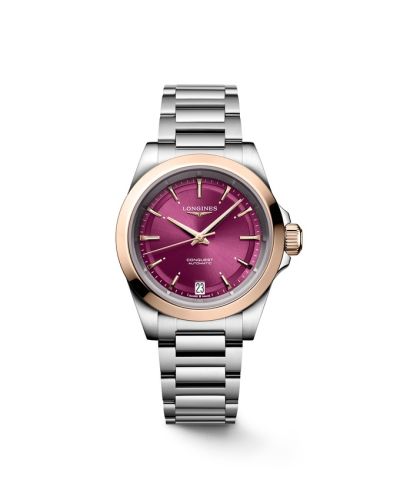 Longines Conquest 34 Stainless Steel - Pink Gold Purple Bracelet