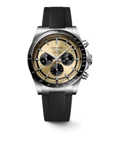 Longines Conquest Chronograph 42 Stainless Steel Brown Rubber