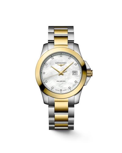 Longines Conquest Quartz 34 Stainless Steel - Yellow Gold MOP