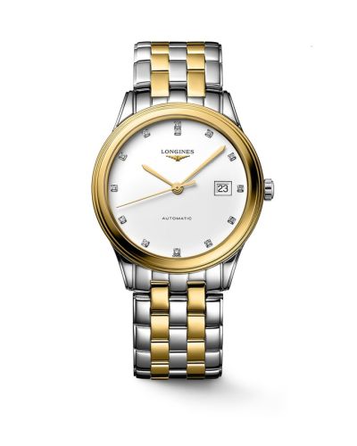 Longines Flagship 38.5 Automatic Stainless Steel - Yellow Gold White - Diamond Bracelet