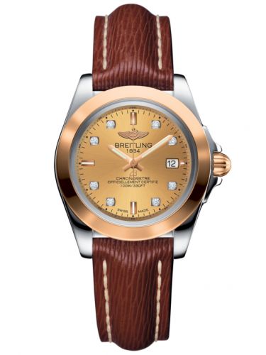 Breitling Galactic 32 Sleek Edition Stainless Steel Rose Gold Golden Sun Diamond Sahara