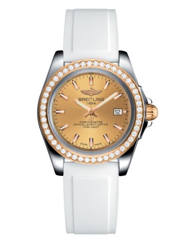 Breitling Galactic 32 Sleek Edition Stainless Steel Rose Gold Diamond Golden Sun Rubber