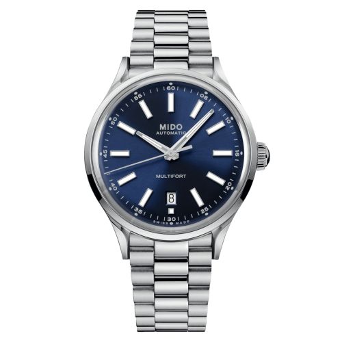 Mido Multifort Powerwind Stainless Steel Blue Bracelet