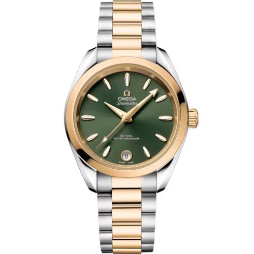 Omega Seamaster Aqua Terra 150M Shades Master Chronometer 34 Stainless Steel - Moonshine Gold Green Bracelet