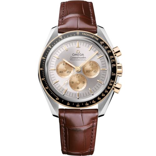 Omega Speedmaster Professional Moonwatch 3861 Stainless Steel - Moonshine Gold Silver Alligator