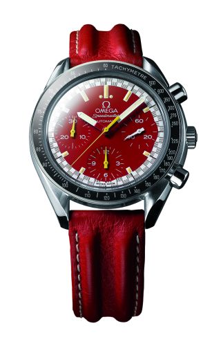 Omega Speedmaster Reduced Stainless Steel Red Strap Schumacher