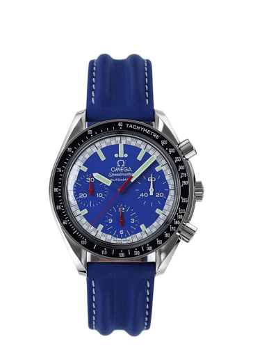 Omega Speedmaster Reduced Stainless Steel Blue Strap Schumacher