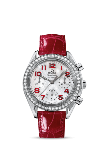 Omega Speedmaster Reduced Ladies Stainless Steel Diamond MOP Red