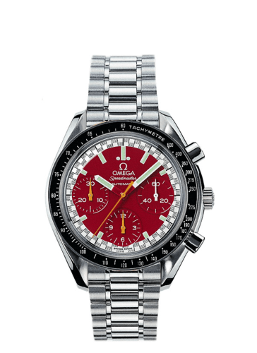 Omega Speedmaster Reduced Stainless Steel Red Bracelet Schumacher
