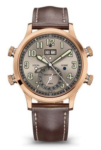 Patek Philippe Calatrava Pilot Travel Time Alarm 5520 Rose Gold Grey