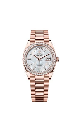 Rolex Day-Date 36 Everose Gold Diamond MOP - Baguette President