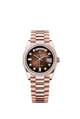 Rolex Day-Date 36 Everose Gold - Baguette Brown Ombré - Diamond President