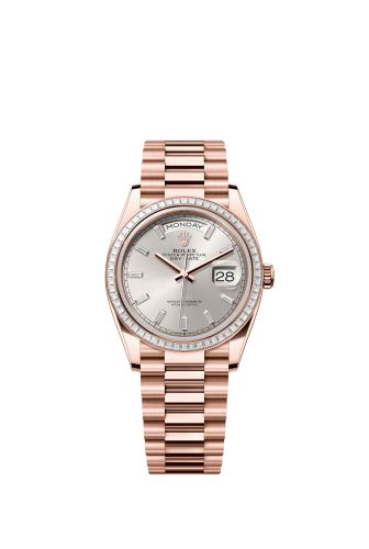 Rolex Day-Date 36 Everose Gold - Baguette Silver - Baguette President