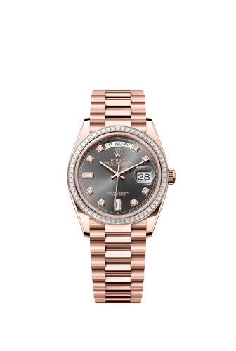 Rolex Day-Date 36 Everose Gold - Baguette Slate - Diamond President