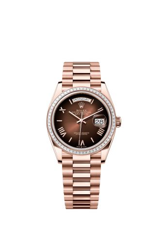 Rolex Day-Date 36 Everose Gold - Baguette Brown Ombré - Roman President