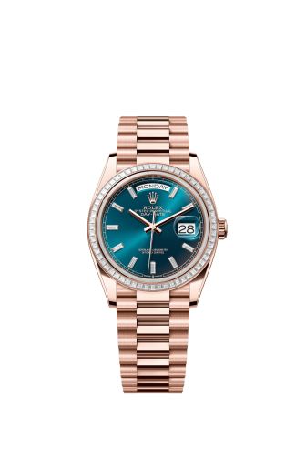 Rolex Day-Date 36 Everose Gold - Baguette Blue-Green - Baguette President