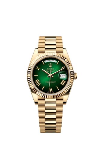 Rolex Day-Date 40 Yellow Gold - Fluted Green - Ombré
