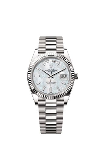 Rolex Day-Date 40 White Gold MOP - Baguette
