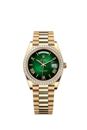 Rolex Day-Date 40 Yellow Gold - Baguette Green Ombré