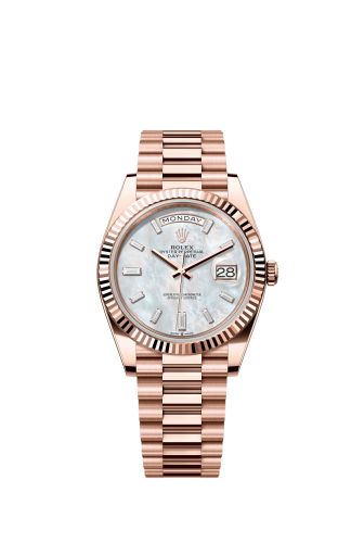 Rolex Day-Date 40 Everose MOP - Baguette