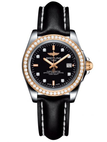 Breitling Galactic 32 Sleek Edition Stainless Steel Rose Gold Diamond Trophy Black Diamond Calf