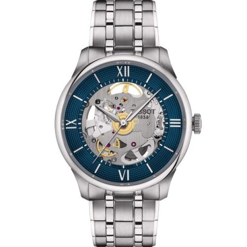 Tissot Chemin Des Tourelles Squelette Stainless Steel Blue Bracelet