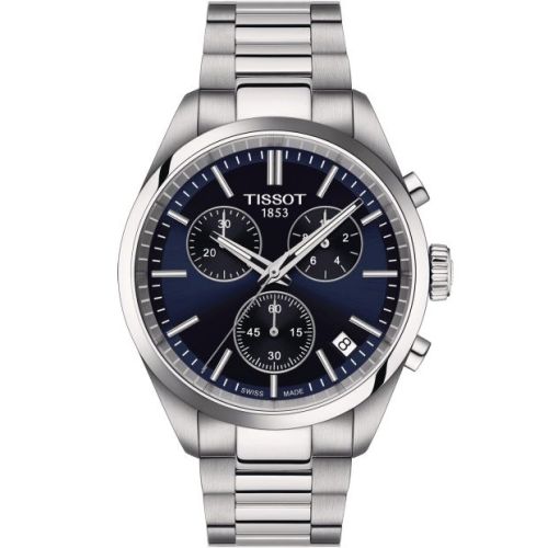 Tissot PR 100 Quartz Chronograph Stainless Steel Blue Bracelet