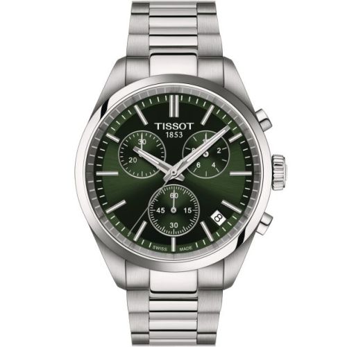 Tissot PR 100 Quartz Chronograph Stainless Steel Green Bracelet