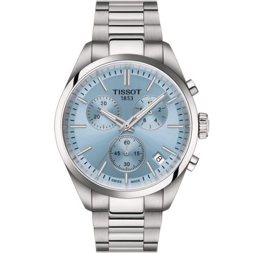 Tissot PR 100 Quartz Chronograph Stainless Steel Ice blue Bracelet
