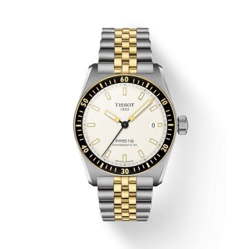 Tissot PR516 Powermatic 80 Stainless Steel - Yellow Gold White Bracelet