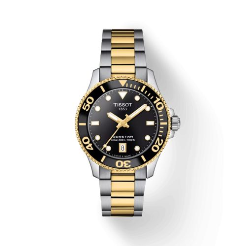 Tissot Seastar 1000 36 Quartz Stainless Steel - Yellow Gold Black Bracelet
