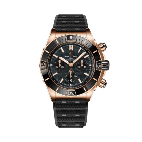 Breitling Super Chronomat B01 44 Red Gold Black MOP Rubber Rouleaux