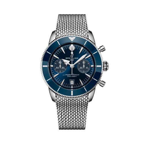 Breitling Superocean Heritage B01 Chronograph 42 Stainless Steel Blue Milanese