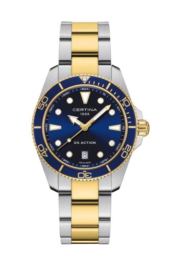 Certina DS Action 40 Quartz Stainless Steel - Yellow Gold Blue
