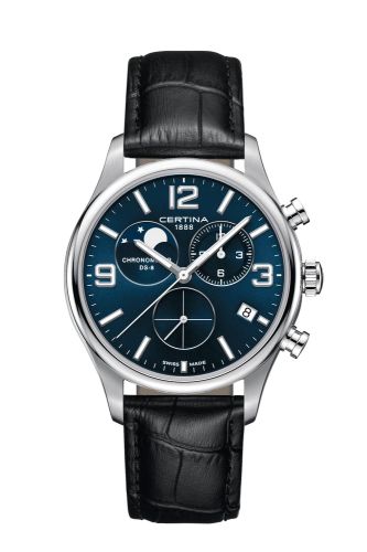 Certina DS-8 Chronograph Moon Phase Stainless Steel Blue