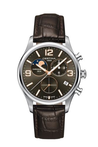 Certina DS-8 Chronograph Moon Phase Stainless Steel Brown