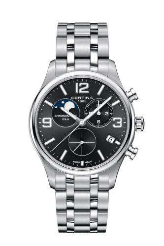 Certina DS-8 Chronograph Moon Phase Stainless Steel Black Bracelet